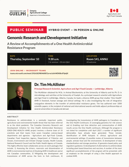 Dr. Mcallister One Health Seminar Flyer